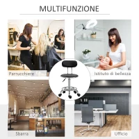 HOMCOM Sgabello per Estetista con 5 Rotelle, Schienale Curvo e Altezza Regolabile, 38x48x70.5-86 cm, Nero(m-7)