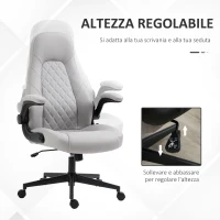 Vinsetto Sedia da Ufficio Ergonomica con Braccioli Ribaltabili e Altezza Regolabile, 67x70x112-122 cm, Grigio(m-4)