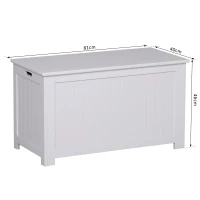 HOMCOM Sitzbank mit Stauraum im Landhausstil, inkl. Sicherheitsscharniere, Truhe, 81 cm x 40 cm x 46 cm, Weiß(m-3)
