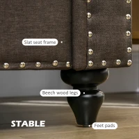 HOMCOM Two-Seater Mid-Century Sofa, with Pocket Springs - Dark Brown(m-6)