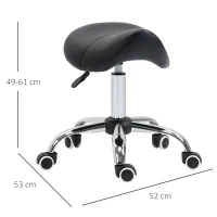 HOMCOM Cosmetic Stool 360° Rotate Height Adjustable Salon Massage Spa Chair Hydraulic Rolling Faux Leather Saddle Stool Mobility, Black(m-3)