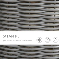 PawHut Cueva para Gatos de Ratán Ø36x40,5 cm Cesta para Gatos Rolliza con Cojín Lavable Plataforma y Patas de Madera de Pino Extraíble Gris(m-7)