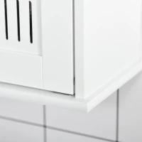 kleankin Mobiletto Bagno Pensile con Antine a Specchio, 55x17.5x60cm - Bianco(m-8)