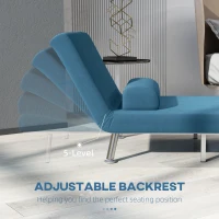 HOMCOM Single Velvet-Feel Sleeper Chair - Blue(m-5)