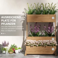Outsunny Hochbeet, 3 Blumenkästen, wetterfest, Drainagelöcher, Innenfutter, Naturholzrahmen, 108 x 80 x 140 cm(m-4)