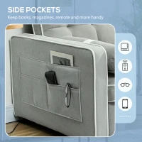 HOMCOM Two-Seater Linen-Look Sofa Bed - Light Grey(m-7)