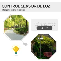 Outsunny Lampadaire de jardin extérieur à LED solaire avec capteurs 3 abat-jours - H.182.5 cm - IP44(m-4)