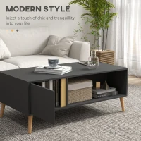 HOMCOM Coffee Table for Living Room, Modern Centre Table with Storage Compartments and Cabinets, Rectangular Side Table, 115x 58x 45cm, Grey(m-4)