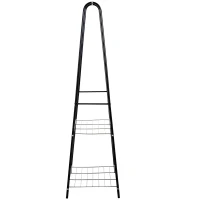 HOMCOM Perchero Burro Colgador para Ropa Zapato con Barra Superior para Ropa y Estante Inferior para Zapatos 77x45x160cm Acero(m-9)