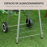 Outsunny Barbacoa de Carbón Picnic con Ruedas y Estante Parilla de Carbón Vegetal  BBQ Jardín Exterior Ahumador Parilla Acampada 48x52,5x79,5 cm(m-5)