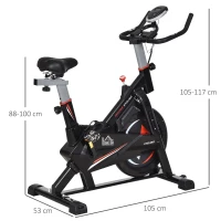 HOMCOM Stationary Exercise Bike, 10kg Flywheel Cycling Machine with Adjustable Resistance, LCD Monitor, Phone and Bottle Holder for Home Gym Office Cardio Workout Aerobic Training(m-3)