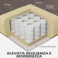 HOMCOM Poltrona per Salotto in Stile Francese con Seduta Imbottita e Cuscini, in Poliestere, 74x86x102 cm, Marrone(m-7)