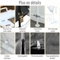 Outsunny Tente garage carport 6 x 3,6 x 2,75 m acier galvanisé robuste PE haute densité 195 g/m² imperméable anti-UV blanc gris(m-6)