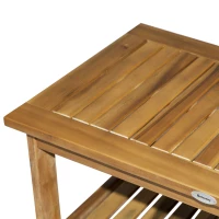 Outsunny 45 x 90cm Acacia Wood Two-Tier Garden Table(m-7)