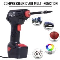 Homcom Compresseur d'Air Électrique sans Fil 12 V Noir 24 x 16 x 8 cm(m-5)