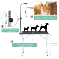 Outsunny Tavolo da toelettatura e tosatura per cani gatti animali pieghevole portatile con ampio piano di lavoro, 91.5x61.5x76cm, Max. carico 150kg(m-5)