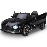 HOMCOM Macchina Elettrica per Bambini Bentley GT 6V, con Doppi Motori, Auto Elettrica per Bambini con Telecomando, Clacson, Suoni, Fari e 2 Portiere Apribili, 2.5-5 km/h, per 3-5 Anni, Nero(m-10)