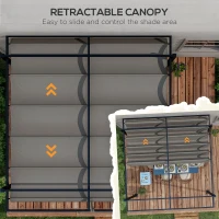 Outsunny 3 x 3(m) Retractable Pergola, Garden Gazebo Shelter with Aluminium Frame, for Grill, Patio, Deck, Dark Grey(m-4)