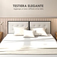 HOMCOM Testiera Letto Matrimoniale in Microfibra Imbottita Trapuntata a Bottoni per Letti da 180cm, Grigio(m-4)