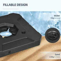 Outsunny Umbrella Weights for Cantilever Parasols, Set of 2 Heavy Duty Parasol Base Weights, 110kg Sand or 70kg Water Filled, Black(m-5)