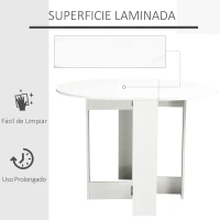 HOMCOM Mesa Plegable de Comedor Mesa de Cocina Plegable con 2 Alas Abatibles Mesa Plegable para 2-4 Personas 104x76x73,7 cm Blanco(m-5)
