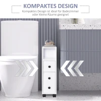 kleankin Badschrank Badezimmerschrank Badregal Kommode Standschrank zwei Schubfächer offenes Fach vier Räder Spanplatte Weiß 18x30x68,5 cm(m-6)