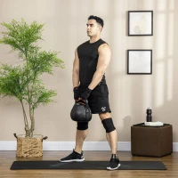 HOMCOM Kugelhantel, Kettlebell, 8 kg, flache Unterseite, Stahlgriff, Kunststoffkörper, schwarz, 20 x 20 x 24 cm(m-2)