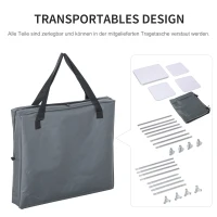 Outsunny Campingschrank faltbar Küchenbox tragbar mit Arbeitsplatte Tragetasche 3 Ablagen 600D Oxford Stoff Grau 60 x 50 x 104,5 cm(m-7)