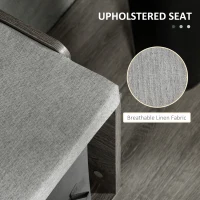 HOMCOM Upholstered Shoe Bench with Storage, Shoe Rack with Seating Cushion, 3 Open Compartments and 2 Fabric Drawers for Entryway, Grey(m-6)
