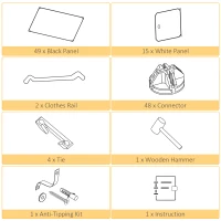 HOMCOM Portable Wardrobe for Bedroom, 15 Cube Closet with Hanging Rail, Modular Storage Cabinet, Plastic Armoire for Space Saving, White and Black(m-6)