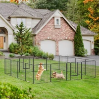 PawHut 16 Panels Heavy Duty Puppy Playpen, for Small and Medium Dogs, Indoor and Outdoor Use - Grey(m-2)