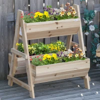 Outsunny 68cm x 57.5cm x 80.5cm 51L Wood Raised Garden Bed, Outdoor Planter Box with Stand, Nonwoven Fabric for Vegetables, Herbs, Flowers, Natural(m-10)