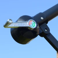 Outsunny 2.7m Cantilever Parasol Banana Sun Umbrella with Crank Handle and Cross Base for Outdoor Hanging Sun Shade Light Brown(m-9)