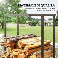 Outsunny Portalegna da Interno ed Esterno Regolabile in Metallo con Ganci a S, 40-65x25x100-150 cm, Nero(m-5)