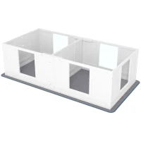 PawHut Two Room Design, Whelping Box for Dogs with Whelping Pad, Clear Panels, Adjustable Entrance, for Small Dogs, 164 x 80cm(m-11)