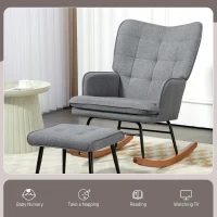 HOMCOM Linen-Look Rocking Chair and Ottoman Set - Grey(m-6)