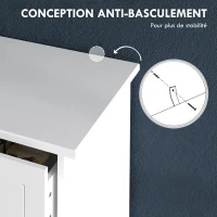 HOMCOM Commode meuble de rangement 5 tiroirs pour chambre, bureau, entrée, blanc et poignée métal noir(m-6)