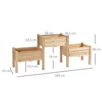 Outsunny Jardinière sur Pieds carré Potager 2 étages dim. 184L x 45l x 80H cm Inserts d'irrigation Bois Sapin pré-huilé(m-3)