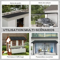 Outsunny Lot de 12 panneaux en acier galvanisé Résistant aux Intempéries, gris anthracite, dim. d'un panneau 129L x 45l cm(m-4)