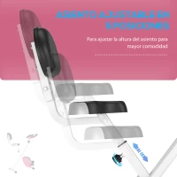 HOMCOM Bicicleta Estática Plegable con Resistencia Magnética Asiento con Altura Ajustable y Pulsómetro 43x97x109 cm Rosa(m-6)