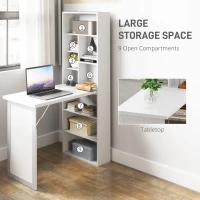 HOMCOM Three-Part Work Desk, with Storage and Writing Board - White(m-5)