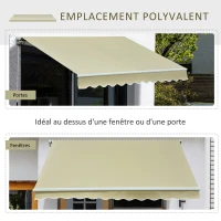 Outsunny Store banne Manuel rétractable alu. Angle Réglable Polyester imperméabilisé Haute densité 3,5L x 2,5l m Beige(m-7)