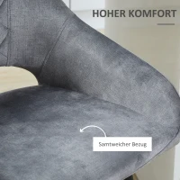 HOMCOM 2er-Set Barhocker im Retrodesign, Samtoptik, inkl. Fußstütze 50 cm x 56 cm x 98 cm Grau(m-5)