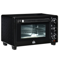 HOMCOM Horno Sobremesa de 21L 1400W Mini Horno Eléctrico Temporizador hasta 60min y Temperatura Regulable hasta 230℃ Negro