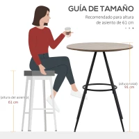 HOMCOM Mesa de Bar Redonda con Encimera de Melamina y Patas de Acero para Salón Cocina Comedor Ø75x91 cm Marrón(m-6)