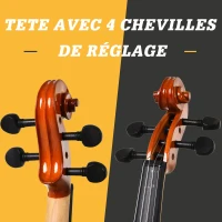 HOMCOM Violon 4/4 pleine grandeur avec étui, accordeur, épaulière, archet, colophane, cordes rechange et chiffon contreplaqué épicéa et érable(m-6)