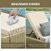 Outsunny Polyrattan Gartenliege mit Kissen Sonnenliege 5-stufig verstellbar Rattanliege Gartenmöbel Liege Stahl Khaki 72 x 198 x 30 cm(m-5)