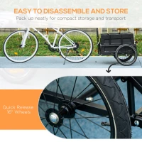 HOMCOM Steel Trailer for Bike, Bicycle Cargo Trailer with 65L Foldable Storage Box and Safe Reflectors, Max Load 40KG, Black(m-7)