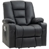 HOMCOM Relaxsessel mit Aufstehhilfe, USB, Massagefunktion, Kunstleder, bis 150 kg, 90x98x102 cm, Schwarz(m-12)