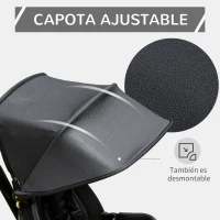 HOMCOM Triciclo Bebé 4 en 1 Bicicleta para Niños 1-5 Años con Asiento Giratorio Capota Ajustable Mango de Empuje Telescópico y Reposapiés Plegable Carga 25 kg 111,5x52x98 cm Negro(m-8)